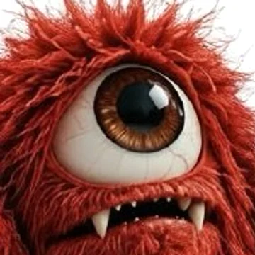 Close-up of Zawsters' large brown eye and shaggy brow